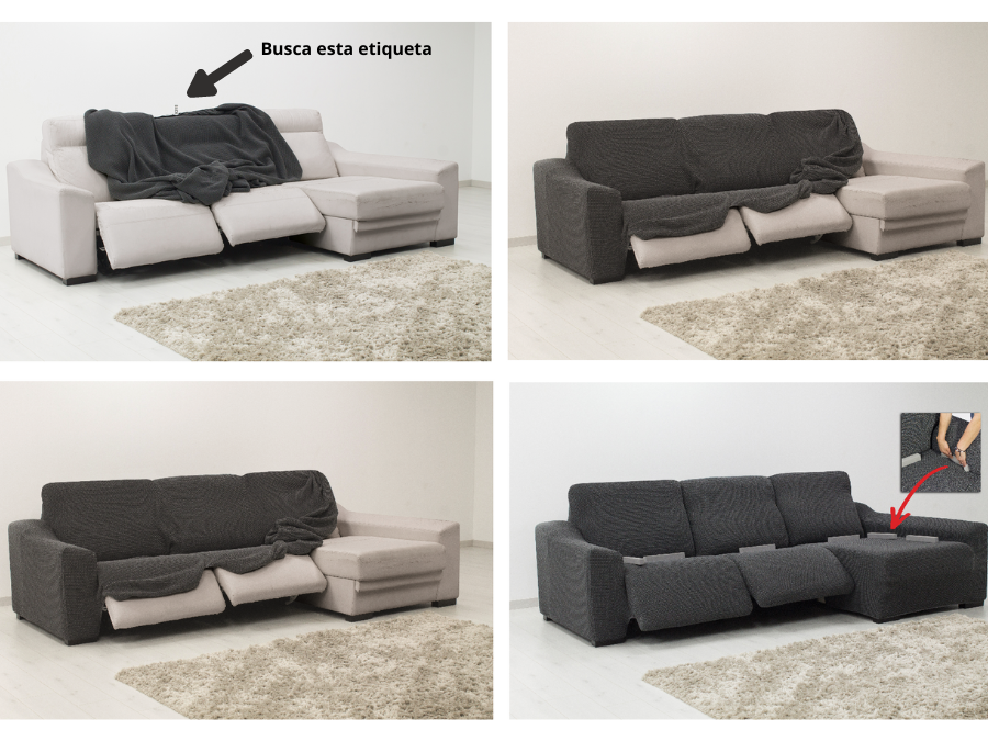 colocación funda sofa chaiselongue con relax